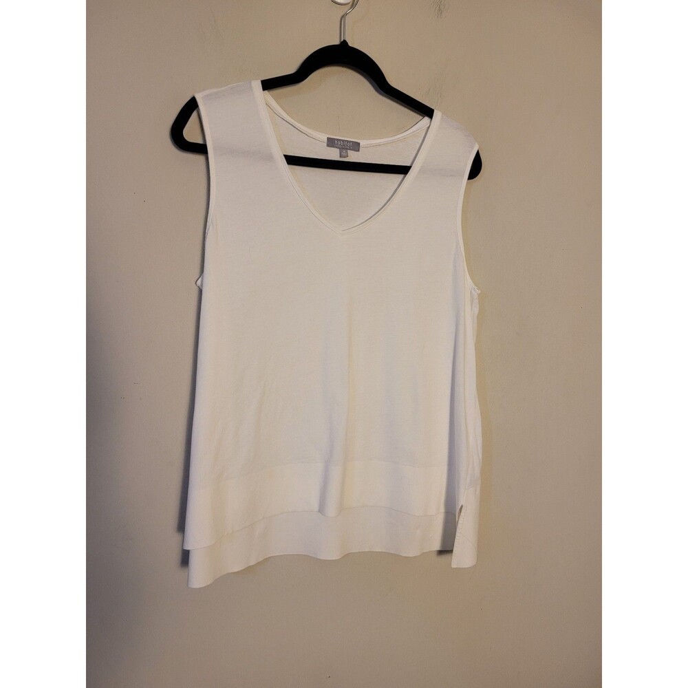 Habitat White Cotton Top Sz M Breathable Sustainable Beach